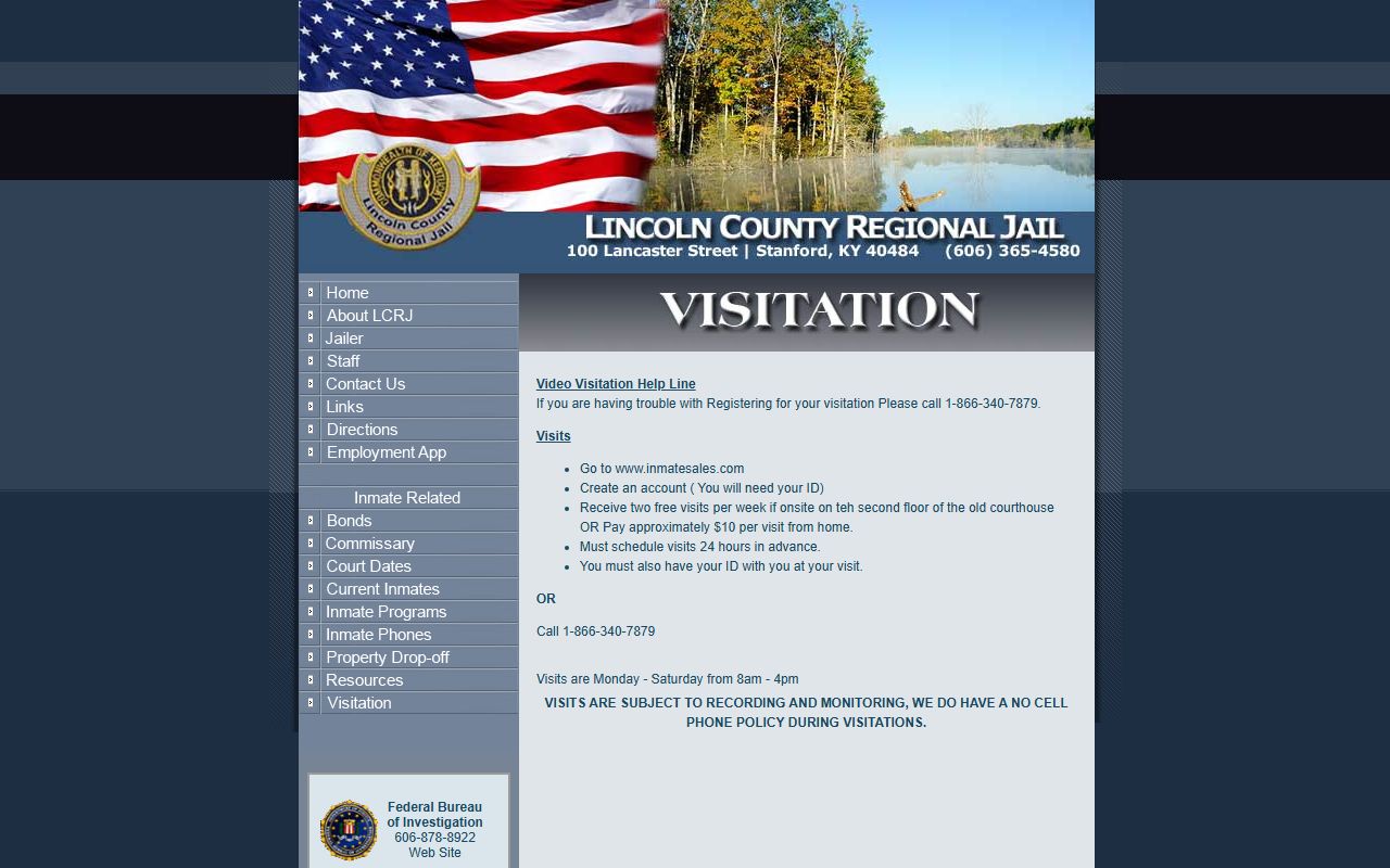 Lincoln County Regional Jail visitation record information